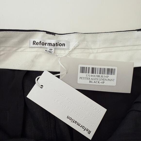 Reformation Alex Linen Pants Pleated-Front Wide Leg High Rise 4 Petite NWT - Picture 9 of 11